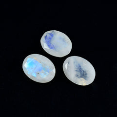 Riyogems 1 Stück weißer Regenbogen-Mondstein, facettiert, 9 x 11 mm, ovale Form, Edelstein von guter Qualität