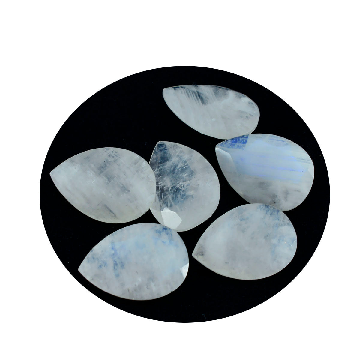 Riyogems 1 Stück weißer Regenbogen-Mondstein, facettiert, 10 x 14 mm, Birnenform, erstaunliche Qualität, lose Edelsteine