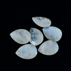 Riyogems 1pc pierre de lune arc-en-ciel blanche à facettes 10x14mm forme de poire qualité étonnante pierres précieuses en vrac