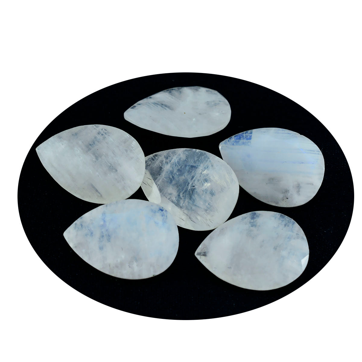 riyogems 1 pezzo di pietra di luna arcobaleno bianca sfaccettata 12x16 mm a forma di pera, pietra sciolta di ottima qualità