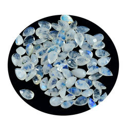Riyogems 1pc pierre de lune arc-en-ciel blanche à facettes 4x6mm forme de poire belle gemme de qualité
