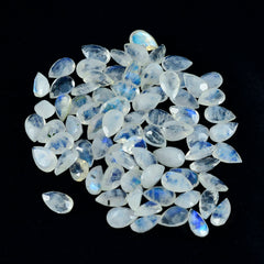 riyogems 1 pezzo di pietra di luna arcobaleno bianca sfaccettata 4x6 mm a forma di pera, gemma di bella qualità