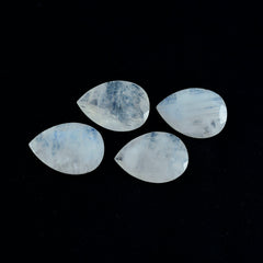 Riyogems 1 Stück weißer Regenbogen-Mondstein, facettiert, 7 x 10 mm, Birnenform, Edelstein von ausgezeichneter Qualität