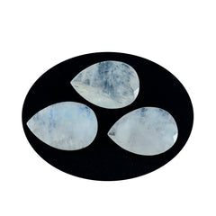 Riyogems 1 Stück weißer Regenbogen-Mondstein, facettiert, 8 x 12 mm, Birnenform, hübscher, hochwertiger, loser Edelstein