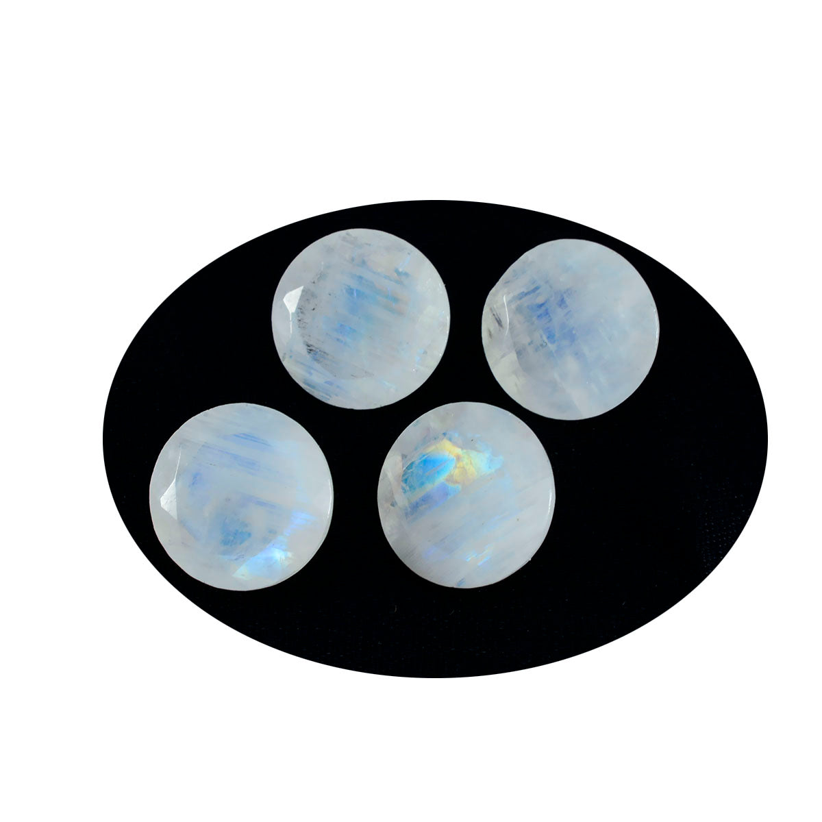 Riyogems 1pc pierre de lune arc-en-ciel blanche à facettes 12x12mm forme ronde pierres précieuses de qualité mignonnes