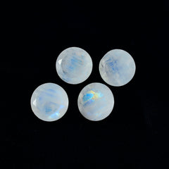 Riyogems 1PC White Rainbow Moonstone Faceted 12x12 mm Round Shape cute Quality Gems
