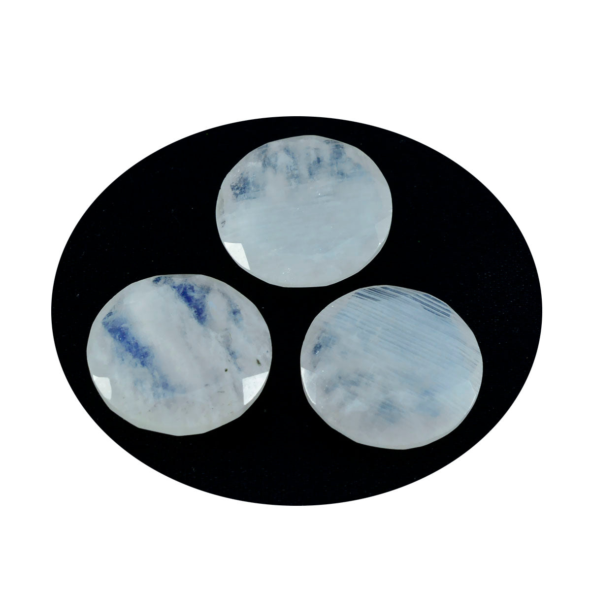 riyogems 1st vit regnbågsmånsten fasetterad 15x15 mm rund form aaa kvalitets lös pärla