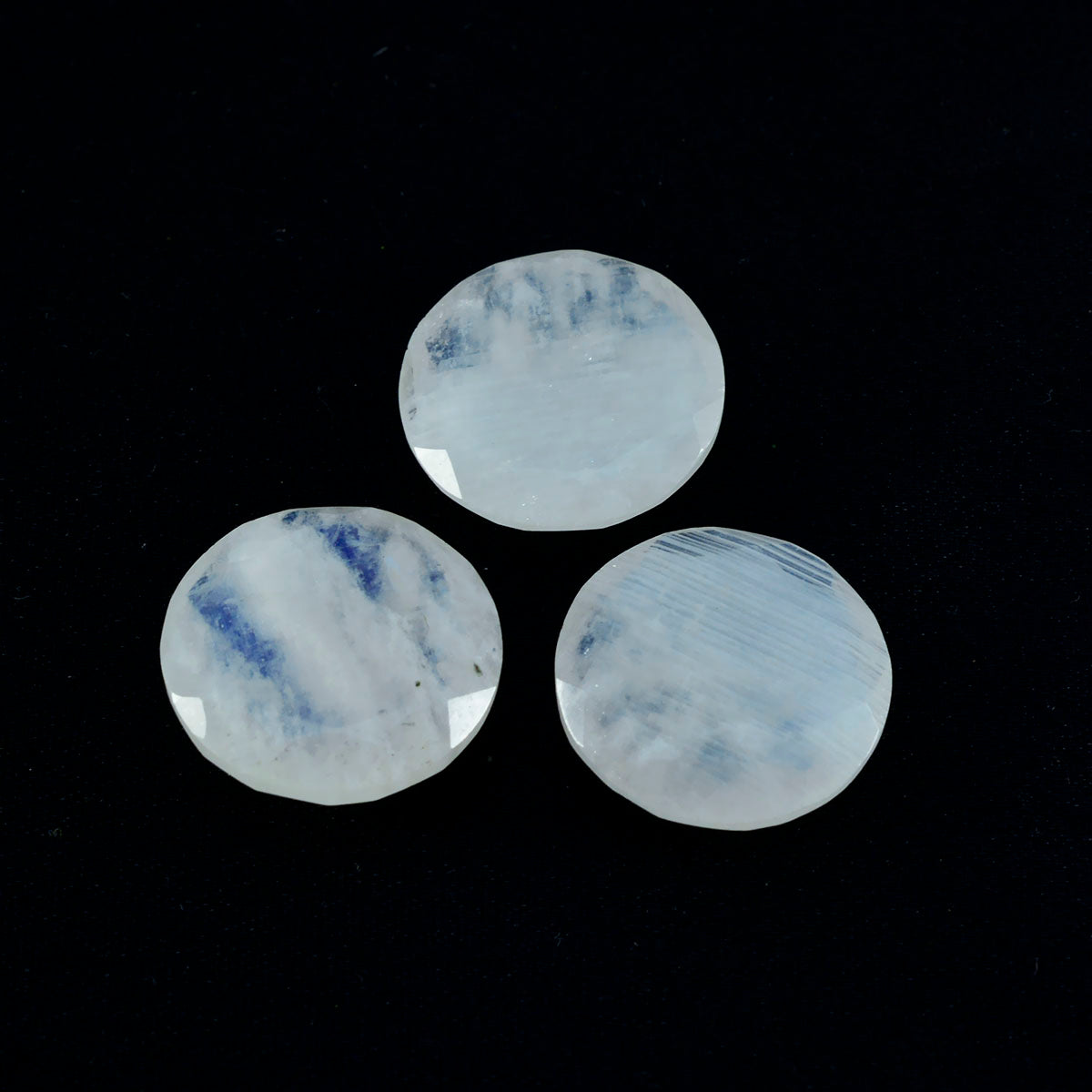 Riyogems 1PC White Rainbow Moonstone Faceted 15x15 mm Round Shape AAA Quality Loose Gem