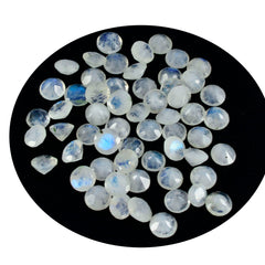 Riyogems 1PC White Rainbow Moonstone Faceted 2x2 mm Round Shape handsome Quality Loose Gemstone
