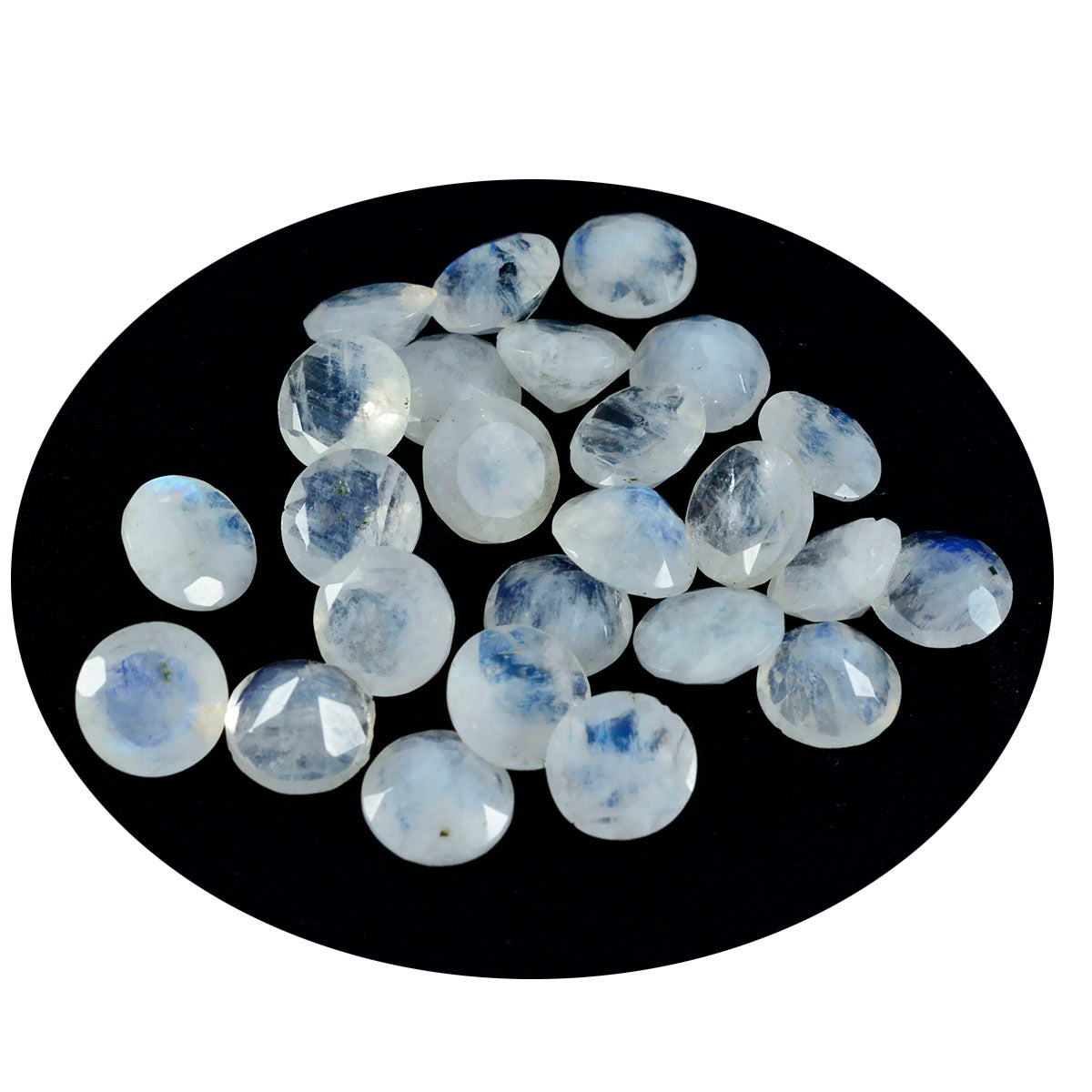 riyogems 1pc pierre de lune arc-en-ciel blanche à facettes 4x4 mm forme ronde pierres précieuses de qualité fantastique