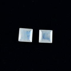 Riyogems 1PC White Rainbow Moonstone Faceted 12x12 mm Square Shape handsome Quality Loose Gems