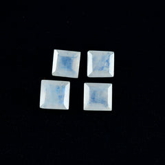 Riyogems 1PC White Rainbow Moonstone Faceted 13x13 mm Square Shape good-looking Quality Loose Stone