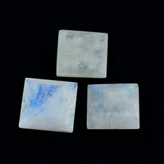 Riyogems 1 Stück weißer Regenbogen-Mondstein, facettiert, 14 x 14 mm, quadratische Form, schöner, hochwertiger loser Edelstein
