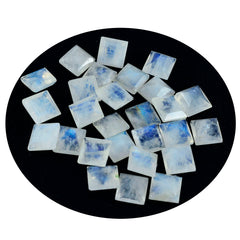 Riyogems 1 Stück weißer Regenbogen-Mondstein, facettiert, 8 x 8 mm, quadratische Form, schöne Qualitätsedelsteine
