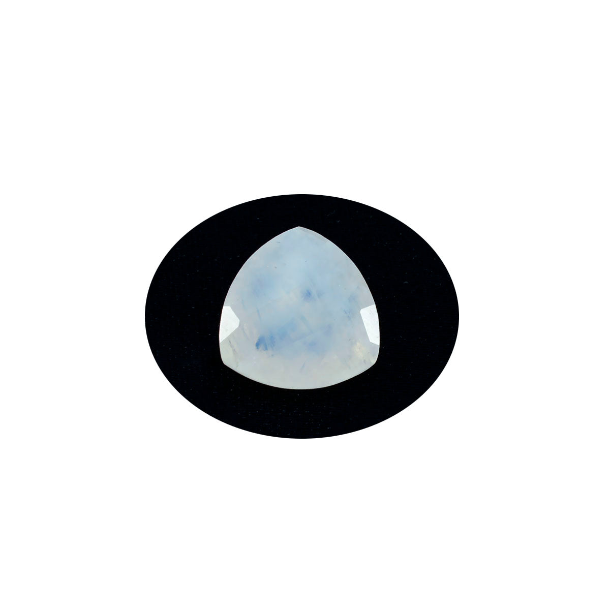 Riyogems 1PC White Rainbow Moonstone Faceted 6x6 mm Trillion Shape astonishing Quality Stone