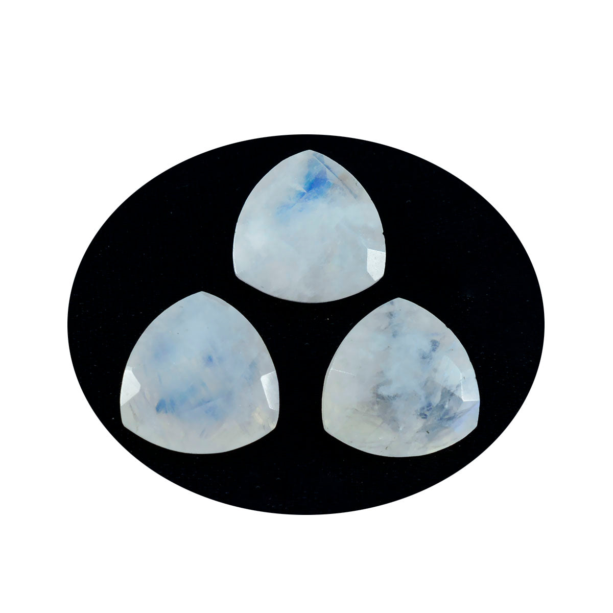 Riyogems, 1 pieza, piedra lunar arcoíris blanca facetada, 8x8mm, forma de billón, gema suelta de buena calidad