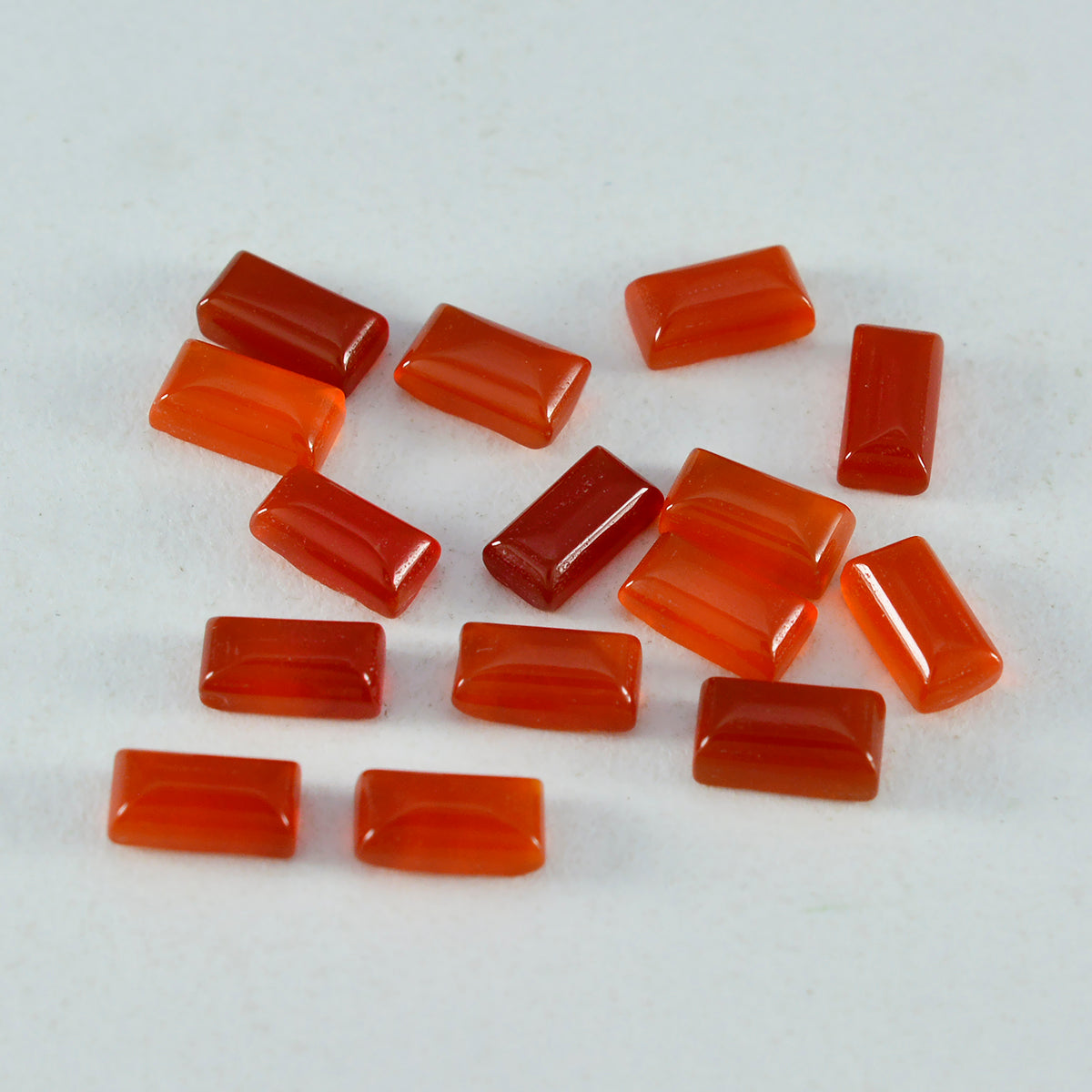 Riyogems 1 Stück roter Onyx-Cabochon, 3 x 6 mm, Baguett-Form, verblüffende Qualität, loser Edelstein