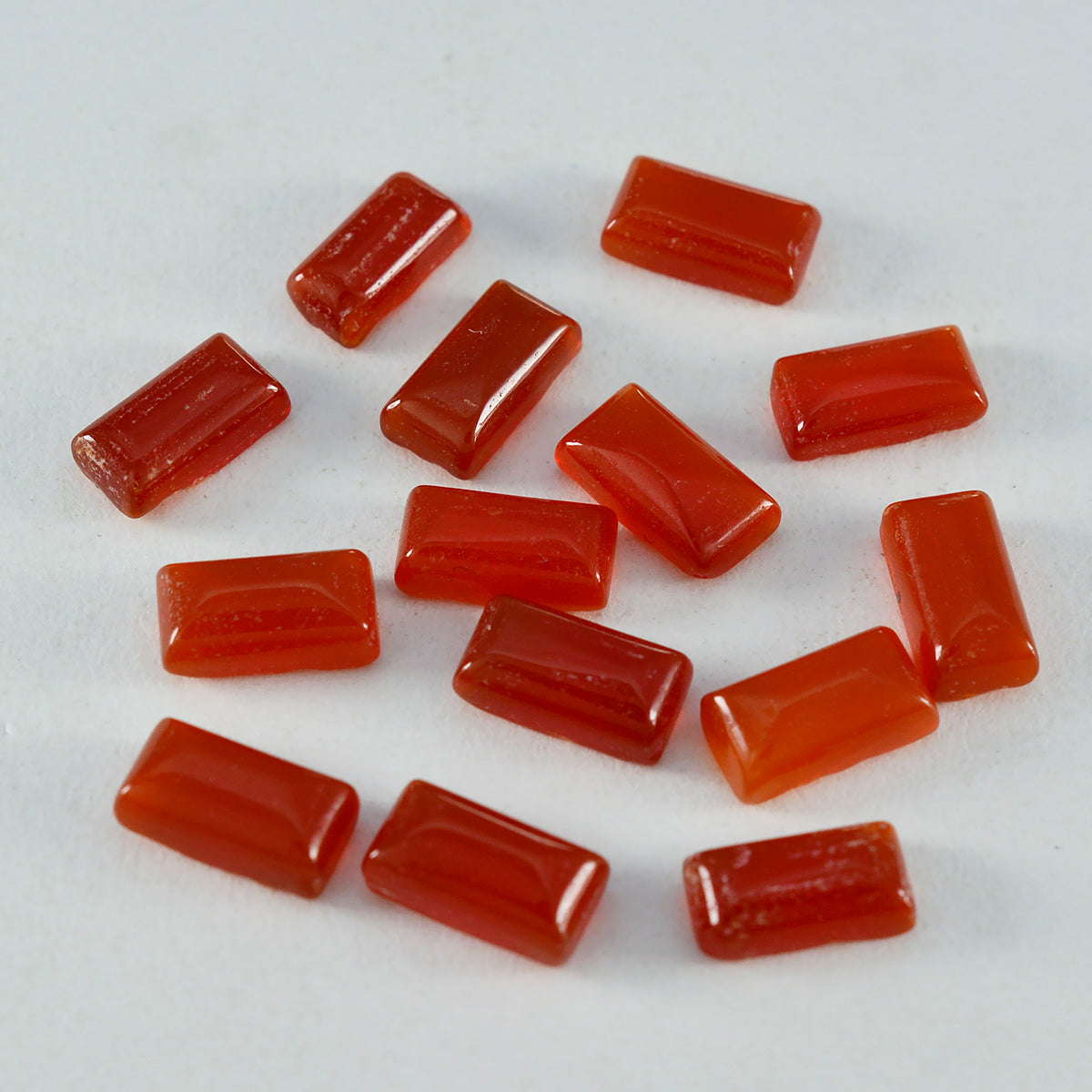 Riyogems 1 Stück roter Onyx-Cabochon, 5 x 10 mm, Baguett-Form, süße Qualitätsedelsteine