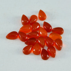 Riyogems 1PC Red Onyx Cabochon 5x7 mm Pear Shape handsome Quality Loose Gemstone