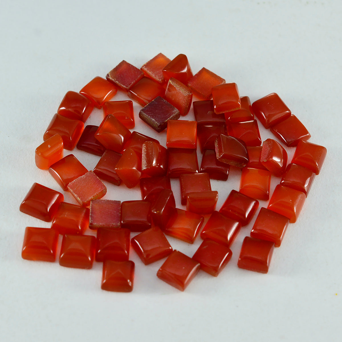 Riyogems 1 cabujón de ónix rojo de 6x6 mm, forma cuadrada, gema suelta de calidad A+