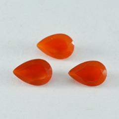 Riyogems 1PC Natural Red Onyx Faceted 12x16 mm Pear Shape cute Quality Gemstone