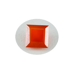 Riyogems 1 Stück echter roter Onyx, facettiert, 10 x 10 mm, quadratische Form, hübscher, hochwertiger loser Stein