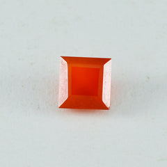 Riyogems 1 Stück echter roter Onyx, facettiert, 10 x 10 mm, quadratische Form, hübscher, hochwertiger loser Stein