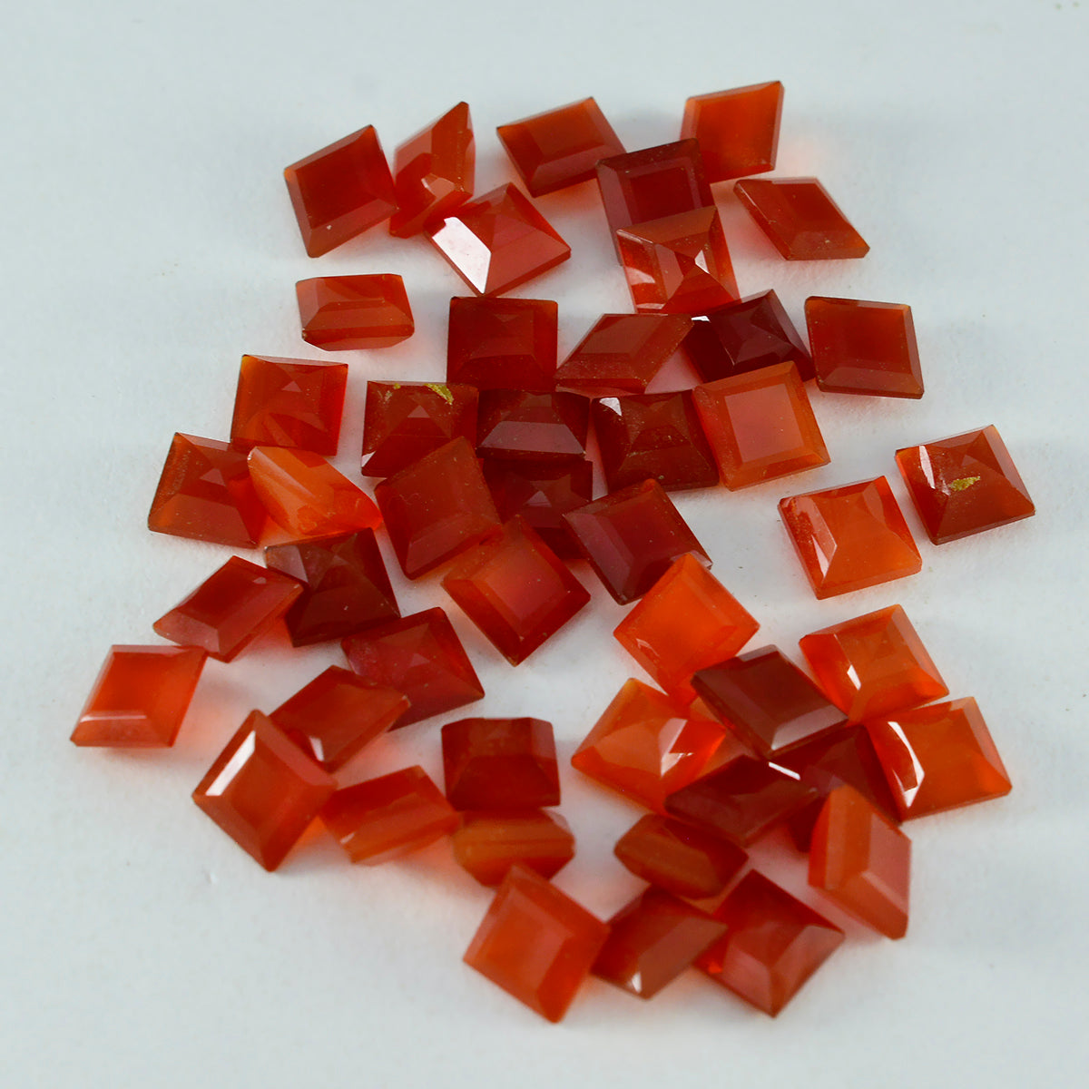 riyogems 1 st naturlig röd onyx fasetterad 6x6 mm fyrkantig sten av utmärkt kvalitet