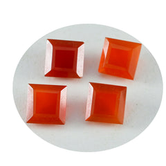 riyogems 1pc véritable onyx rouge facetté 7x7 mm forme carrée jolie pierre précieuse de qualité