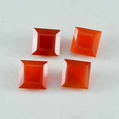 Riyogems 1 Stück echter roter Onyx, facettiert, 7 x 7 mm, quadratische Form, hübscher Qualitäts-Edelstein