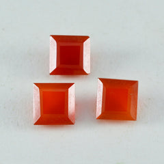 riyogems 1pc 本物のレッドオニキス ファセット 8x8 mm 正方形の形状の驚くべき品質のルース宝石
