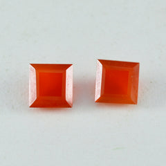 Riyogems 1 Stück natürlicher roter Onyx, facettiert, 9 x 9 mm, quadratische Form, schöne, hochwertige lose Edelsteine