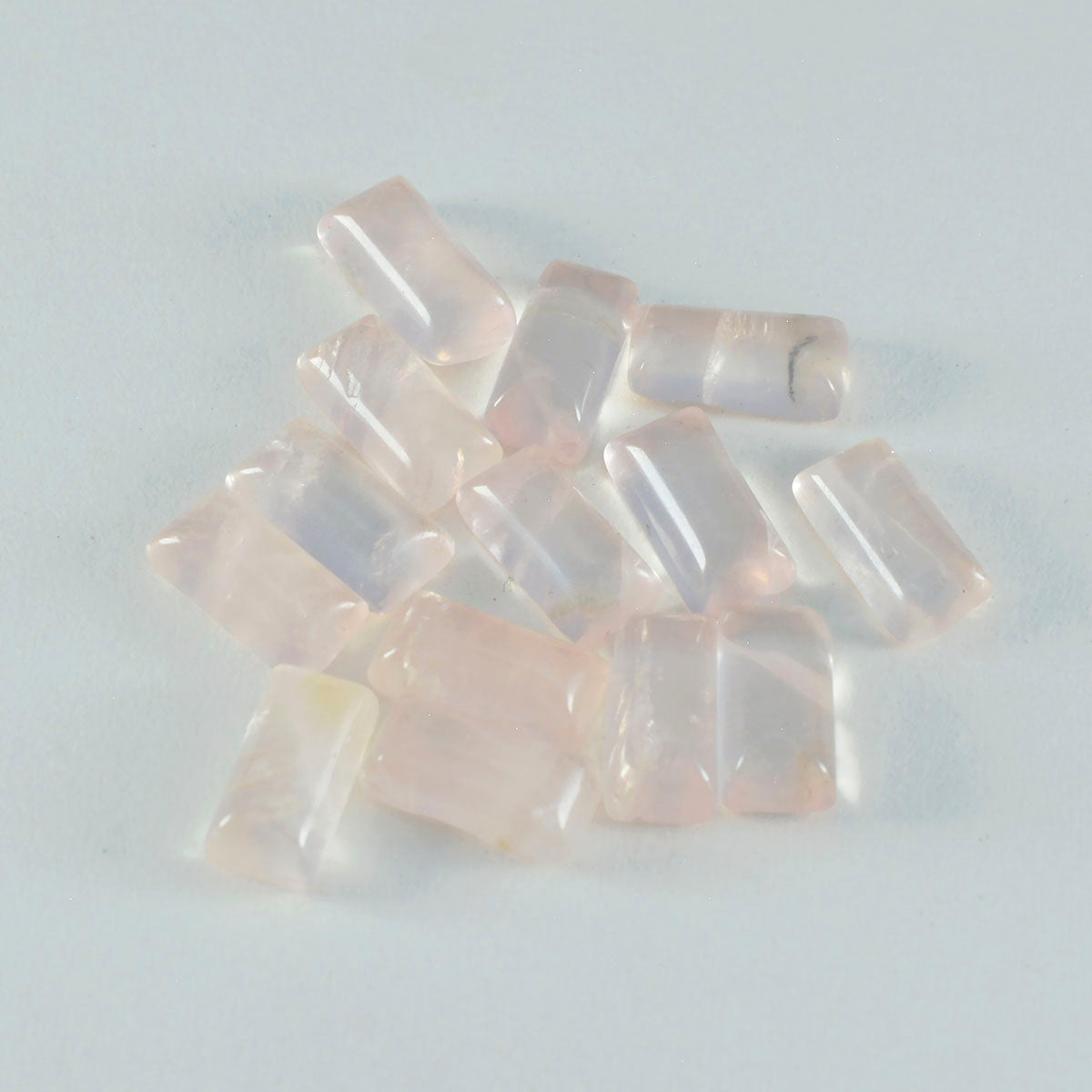 riyogems 1pc pink rose quartz cabochon 3x6 mm baguett shape awesome quality stone