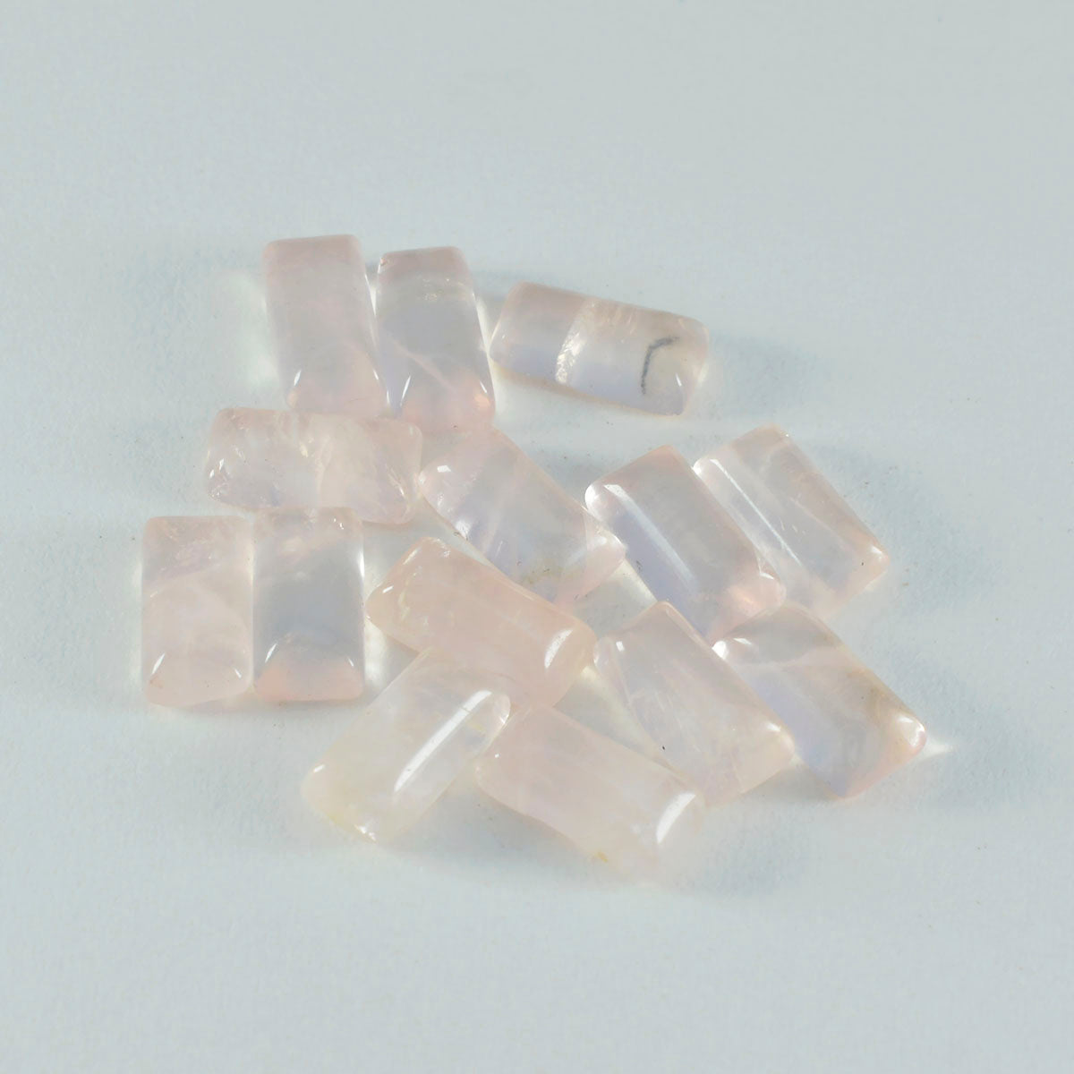 Riyogems 1PC Pink Rose Quartz Cabochon 4x8 mm Baguett Shape beauty Quality Gemstone
