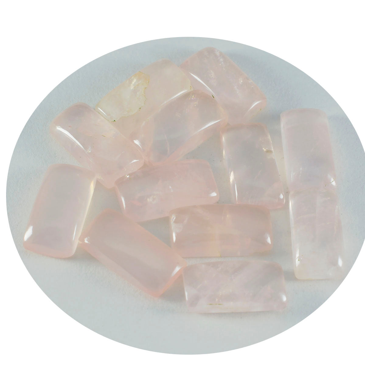 Riyogems 1 Stück rosa Rosenquarz-Cabochon, 6 x 12 mm, Baguett-Form, niedliche, hochwertige lose Edelsteine
