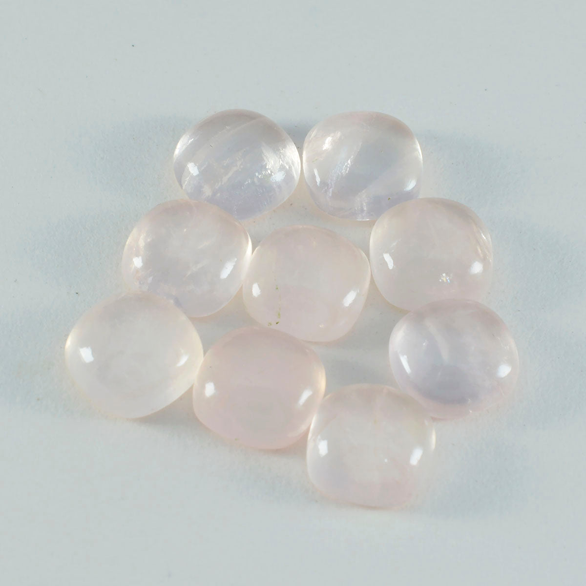 Riyogems 1pc cabochon de quartz rose rose 14x14mm forme de coussin pierre de belle qualité