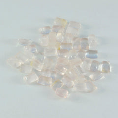 Riyogems 1 pc cabochon de quartz rose rose 4x6 mm forme octogonale excellente qualité gemme en vrac