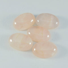 Riyogems, 1 pieza, cabujón de cuarzo rosa, 12x16mm, forma ovalada, piedra de calidad dulce