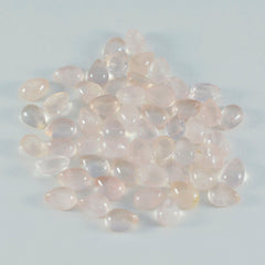 riyogems 1pc cabochon de quartz rose rose 4x6 mm forme de poire pierre précieuse de superbe qualité