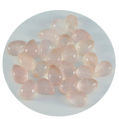 Riyogems 1pc cabochon de quartz rose rose 6x9mm forme de poire beauté qualité pierres précieuses en vrac