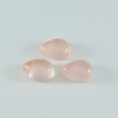 Riyogems 1PC Pink Rose Quartz Cabochon 7x10 mm Pear Shape amazing Quality Loose Stone
