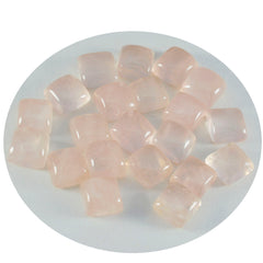 Riyogems 1pc cabochon de quartz rose rose 10x10mm forme carrée qualité surprenante pierres précieuses en vrac