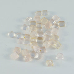 riyogems 1pc cabochon de quartz rose rose 4x4 mm forme carrée jolie pierre précieuse en vrac de qualité