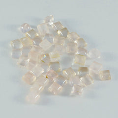 riyogems 1pc ピンク ローズ クォーツ カボション 5x5 mm 正方形の形状の驚くべき品質の宝石