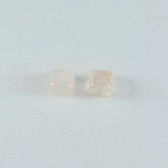 Riyogems 1PC Pink Rose Quartz Cabochon 6x6 mm Square Shape lovely Quality Gems