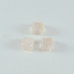 Riyogems 1PC Pink Rose Quartz Cabochon 7x7 mm Square Shape handsome Quality Stone