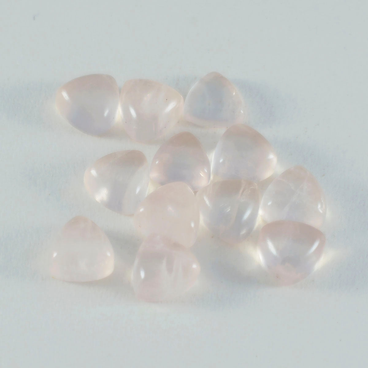 Riyogems 1PC Pink Rose Quartz Cabochon 14x14 mm Trillion Shape beautiful Quality Loose Gems