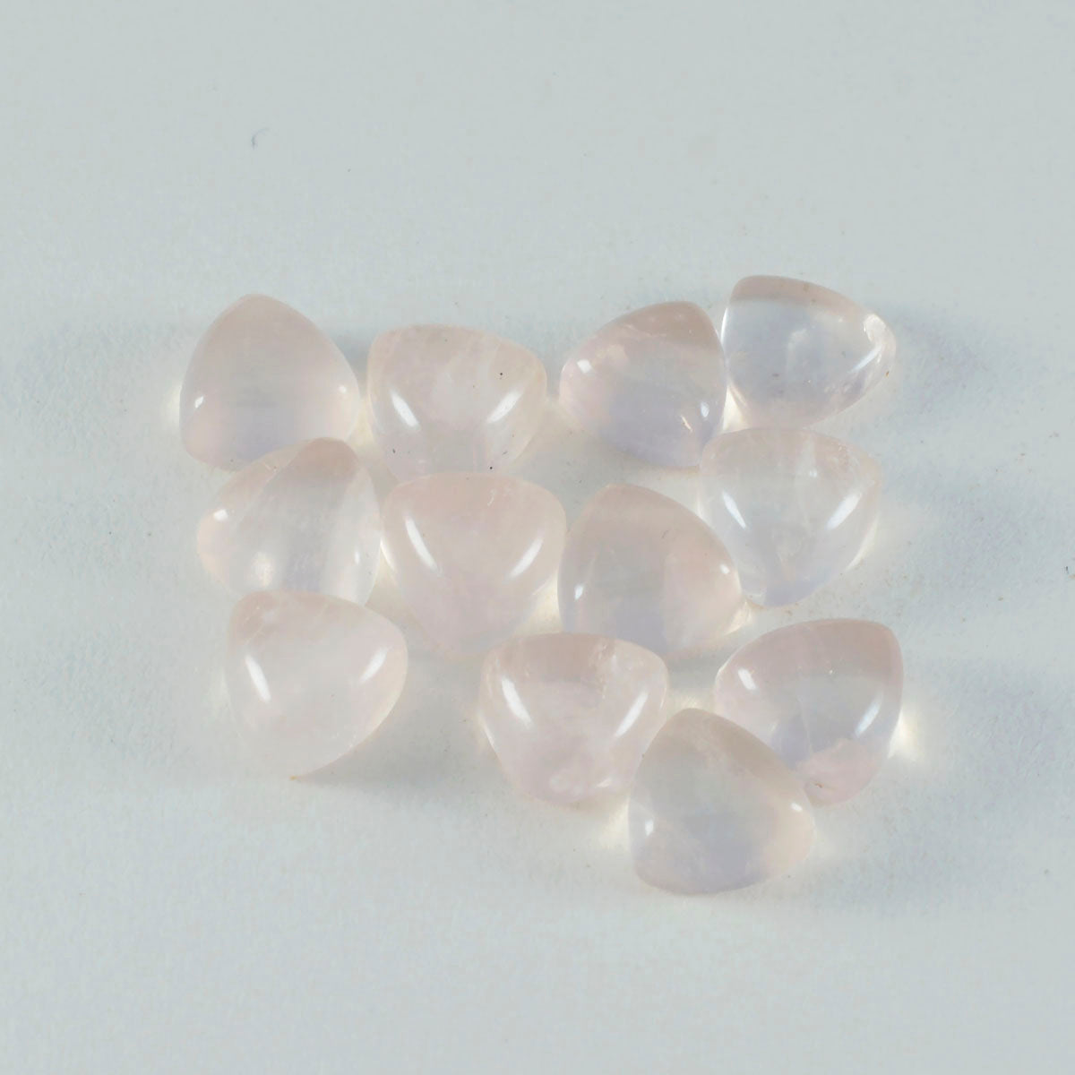 Riyogems 1PC Pink Rose Quartz Cabochon 15x15 mm Trillion Shape attractive Quality Loose Stone
