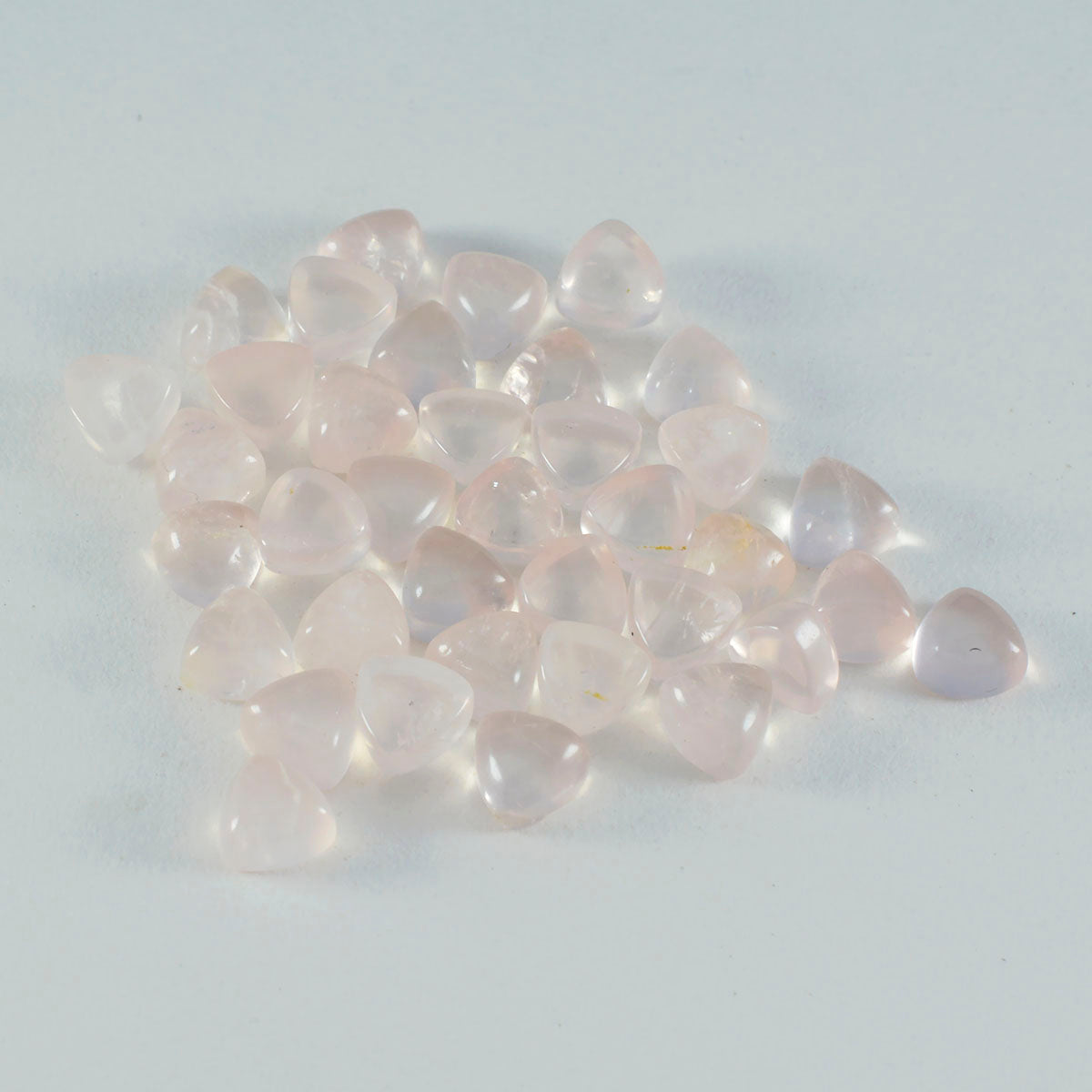 Riyogems 1PC Pink Rose Quartz Cabochon 7x7 mm Trillion Shape AA Quality Loose Stone