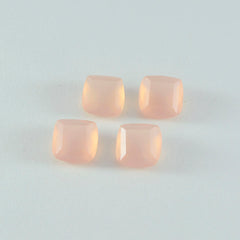 Riyogems 1pc quartz rose rose à facettes 10x10mm forme de coussin qualité étonnante pierres précieuses en vrac
